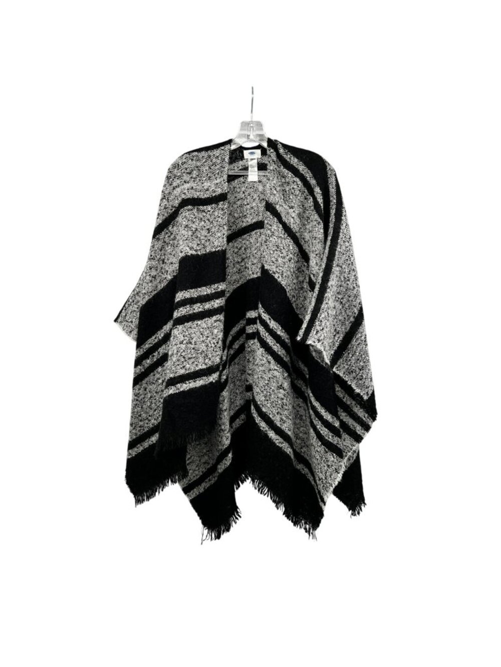 Old Navy Womens Knit Shrug Poncho Sweater Open Front Black/Gray One Size